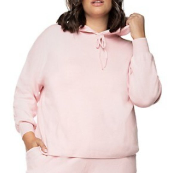 NWT - DEX - Pink Drop-Shoulder Drawstring Hoodie - Soft - Size 1X Plus - Picture 1 of 4